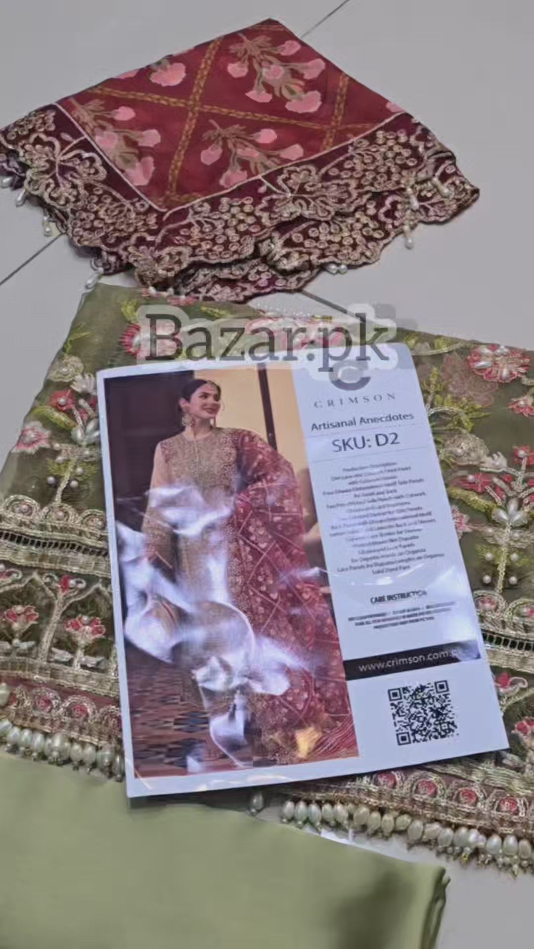 Crimson Aik Jhalak ARTISANAL ANECDOTES Organza 3 pc