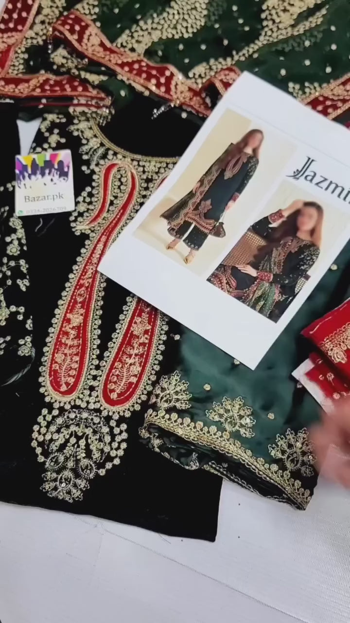 Sana Javed 3 Piece Embroidered Velvet