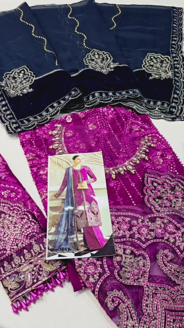 Maria B Embroidered 3 Piece Chiffon Unstitched