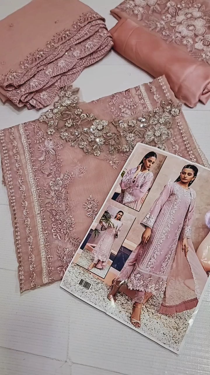 Azure Heavy Embroidered Chiffon Suit