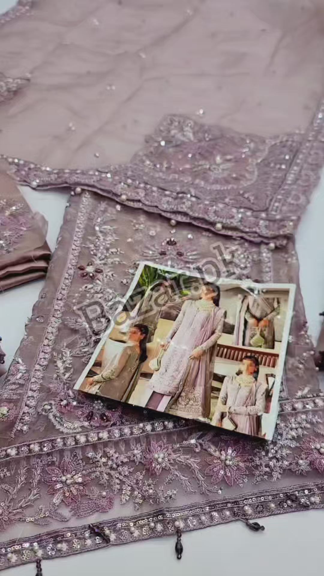 Gulaal Purple Organza 3 Piece Unstitched