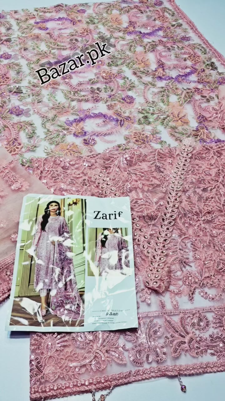 Zarif Heavy Embroidered Net 3 Piece Unstitched