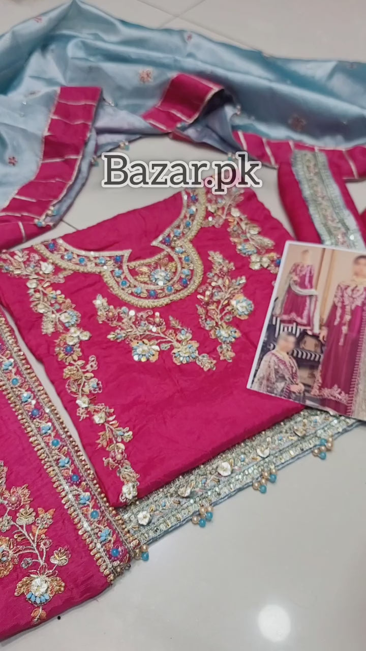 Sara Sohail Melodic Heavy Embroidered Raw Silk