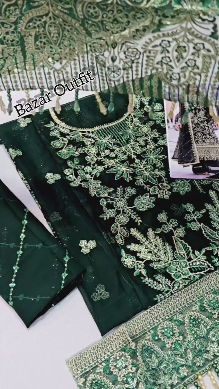 Ramsha Chiffon Embroidered 3 Piece Unstitched