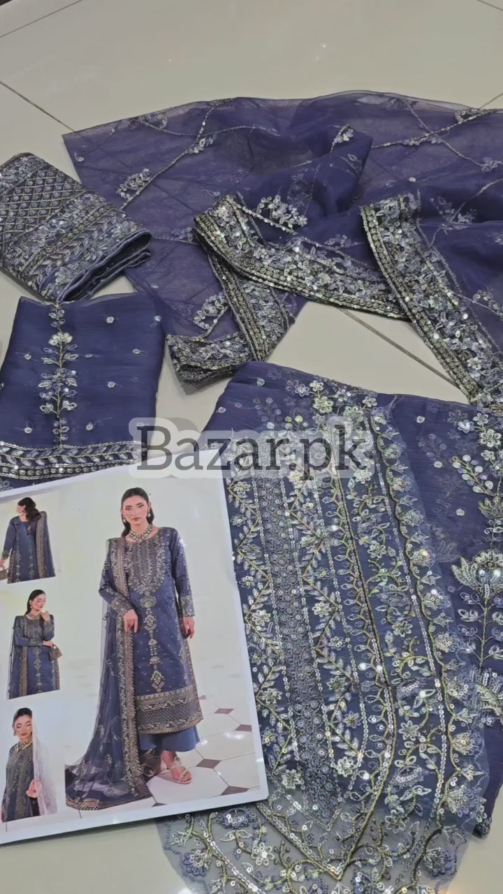 Asim Jofa Embroidered Chiffon 3 Piece Unstitched