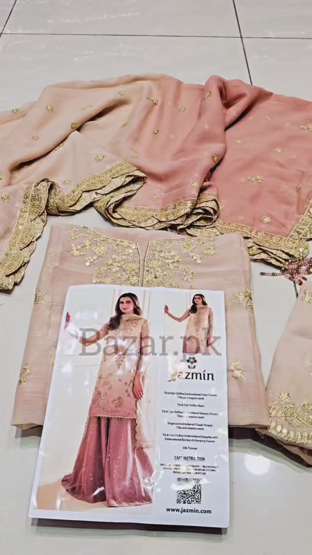 Jazmin Pink Formal Gharara Collection Chiffon