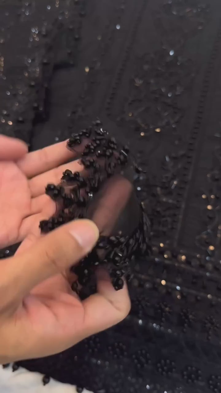 Mushaq Black Sequence Net Suit