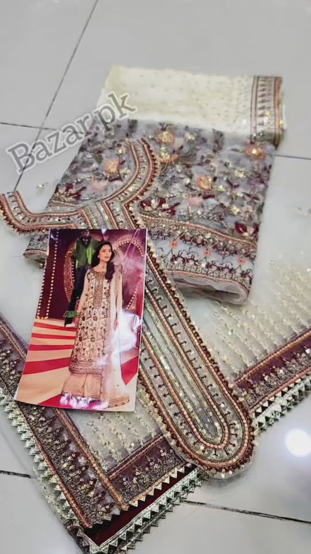 AJFO-11 EMBROIDERED NET UNSTITCHED 3 PCS