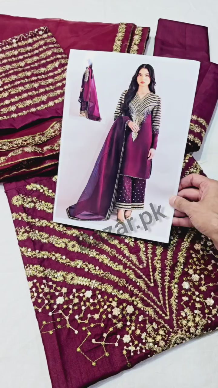 Jazmine Raw Silk 3 Piece Unstitched