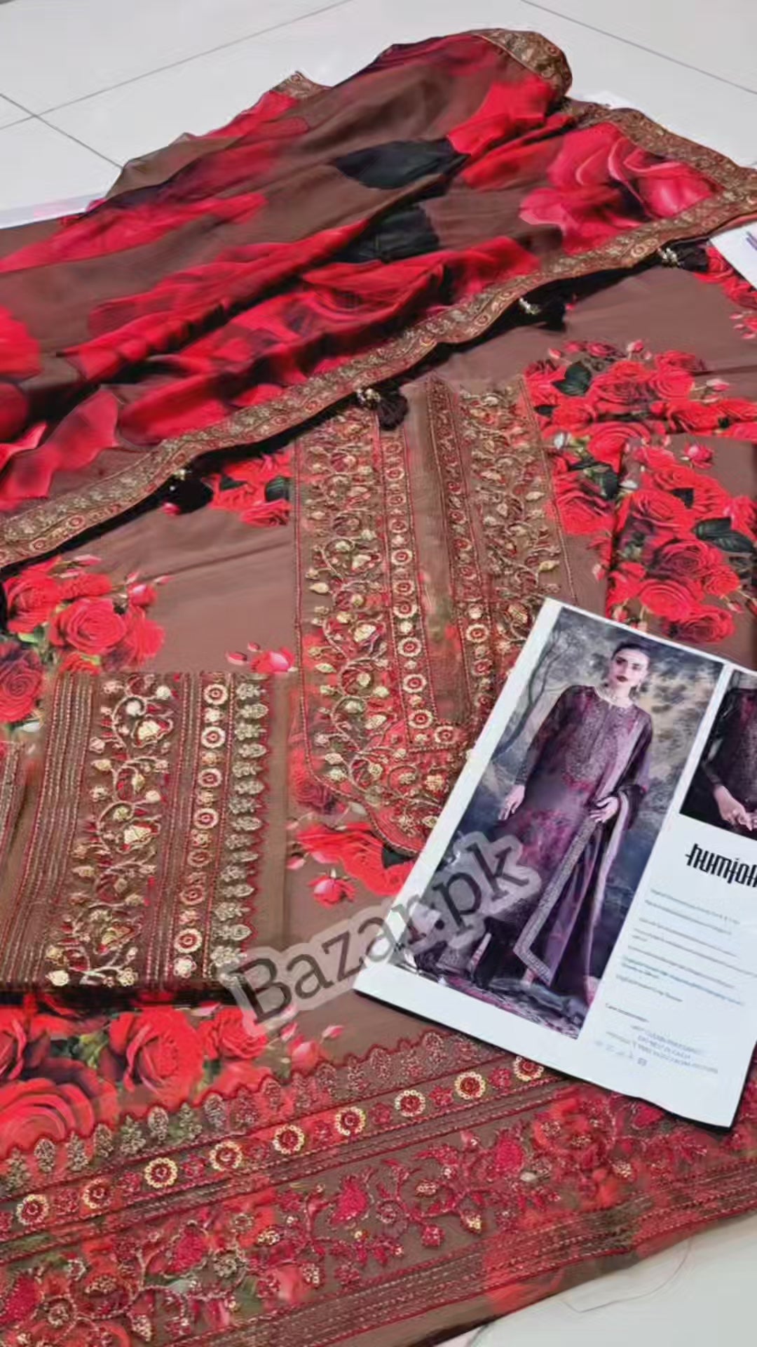 Humjoli Crepe BROWN ROME Silk Digital Print 3 Piece