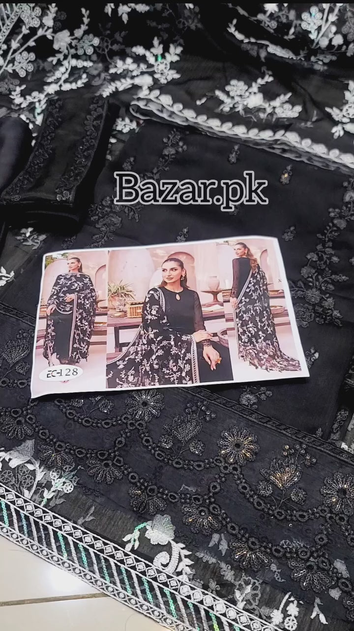 Azure Starry Bliss Embroidered Luxury Lawn 3 Piece Dress