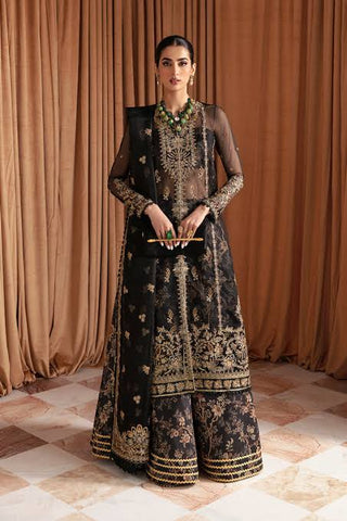 Ayzel Luminara Formal Black Organza 4 Piece Unstitched