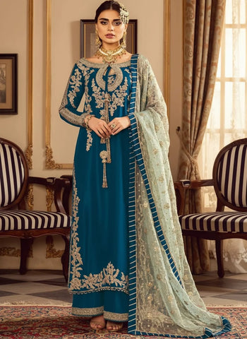 Sara Rohale Asghar Zinc Blue Formal Collection Raw Silk Replica