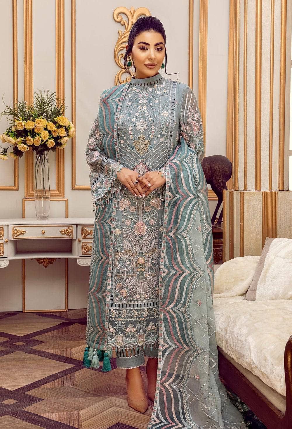 Adan Libas Luxury Bamber Chiffon 4 Piece Unstitched