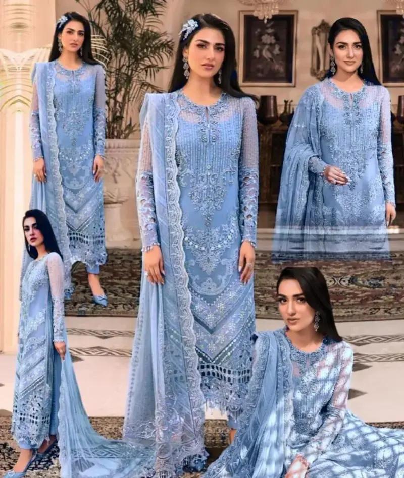 Maria B Real Crystal Luxury Net Suit 3 Piece Unstitched