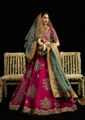 Hussain Rehar Wedding Festive Luxury Raw Silk Hand Made Collection LAAL