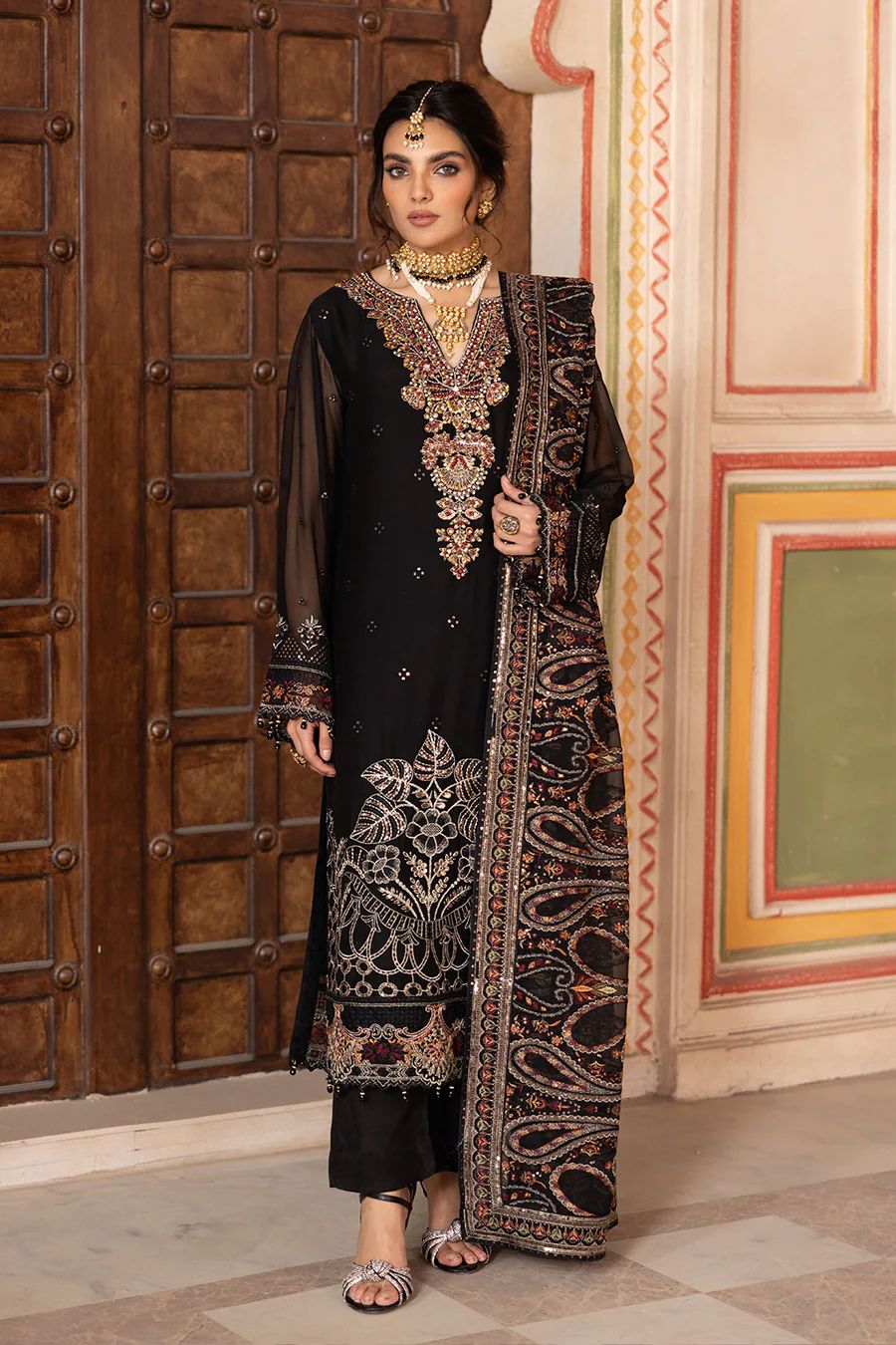 Ramsha Luxury Pure Bamber Chiffon 4 Piece Unstitched Suit