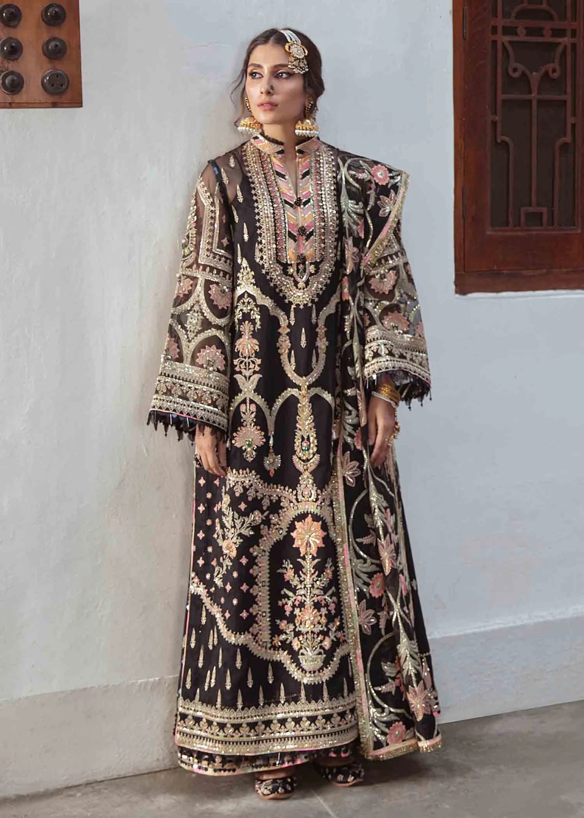 Zarlish By Mohsin Naveed Ranjha Black Organza 3 Piece Unstitched