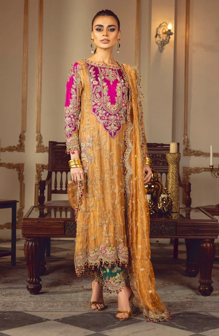 Sara Rohale Asghar Yellow Bridal Collection Sheesha Silk Replica