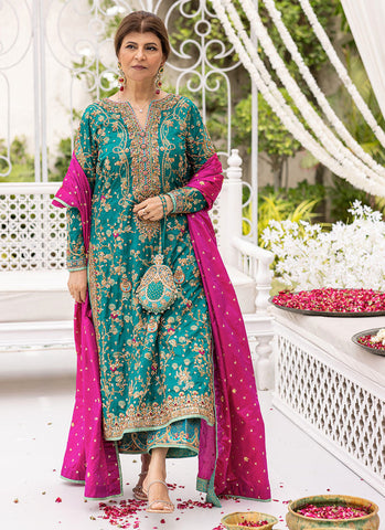 Farah Talib Aziz Pure Raw Silk Adawork Zari Sequence 3 Piece Unstitched