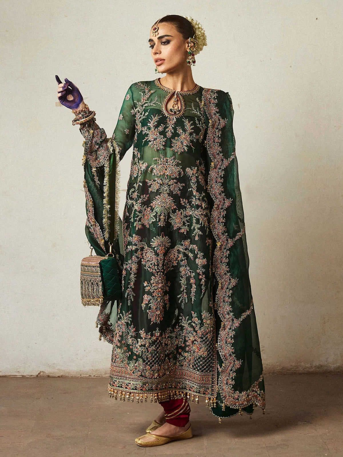 Hussain Rehar Embroidered Organza Suit Unstitched 3 Piece - Formal Collection