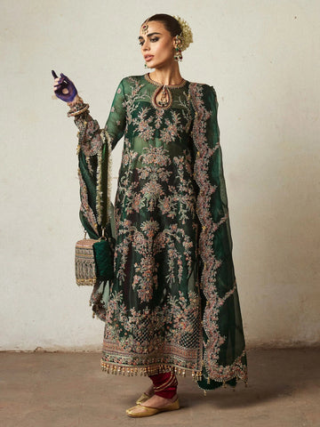 Hussain Rehar Embroidered Organza Suit Unstitched 3 Piece - Formal Collection