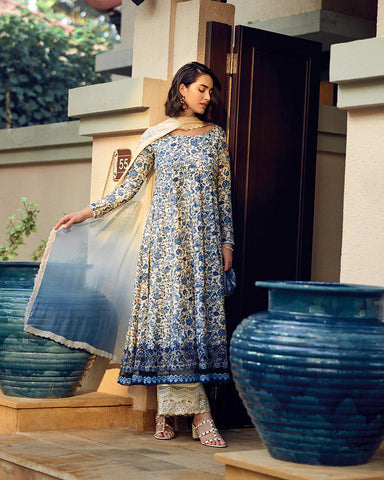 Faiza Saqlain Lawn Embroidered 3 Piece Dress