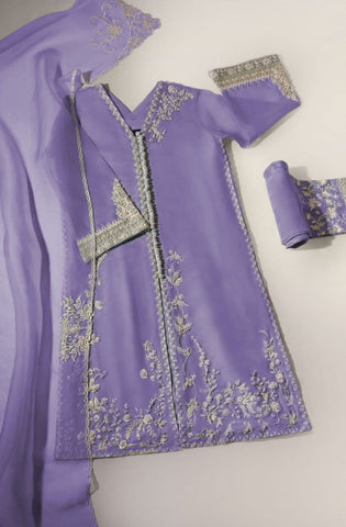 Agha Noor Purple Formal Organza 3 Piece Unstitched