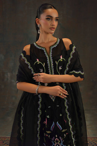 Farida Hasan Jet Black Formal Collection Indian Raw Silk