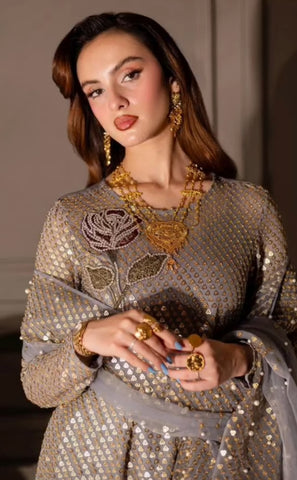 Nayyar Aleem Chiffon Grey Suit