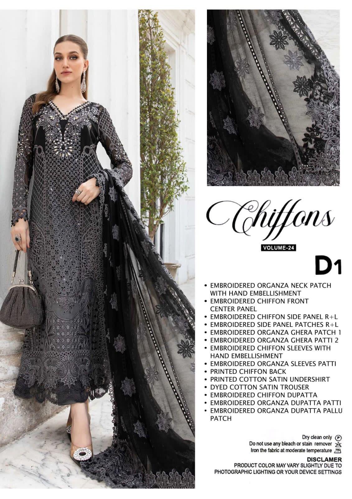 Maria B Chiffon 2Tone Embroidered Suit