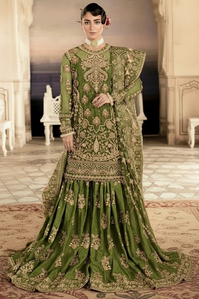 Afrozeh Mehendi Bridal Collection Net Gharara