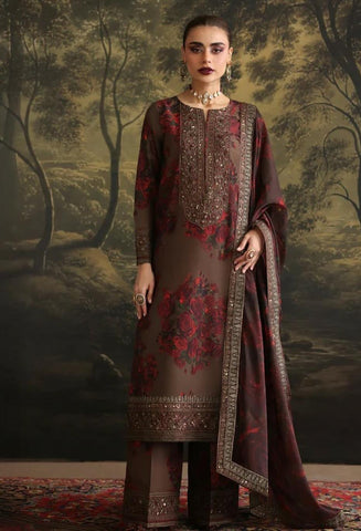 Humjoli Crepe BROWN ROME Silk Digital Print 3 Piece