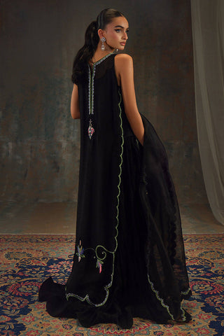 Farida Hasan Jet Black Formal Collection Indian Raw Silk