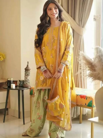 Ramsha Khan Yellow Formal Wear Collection Silk