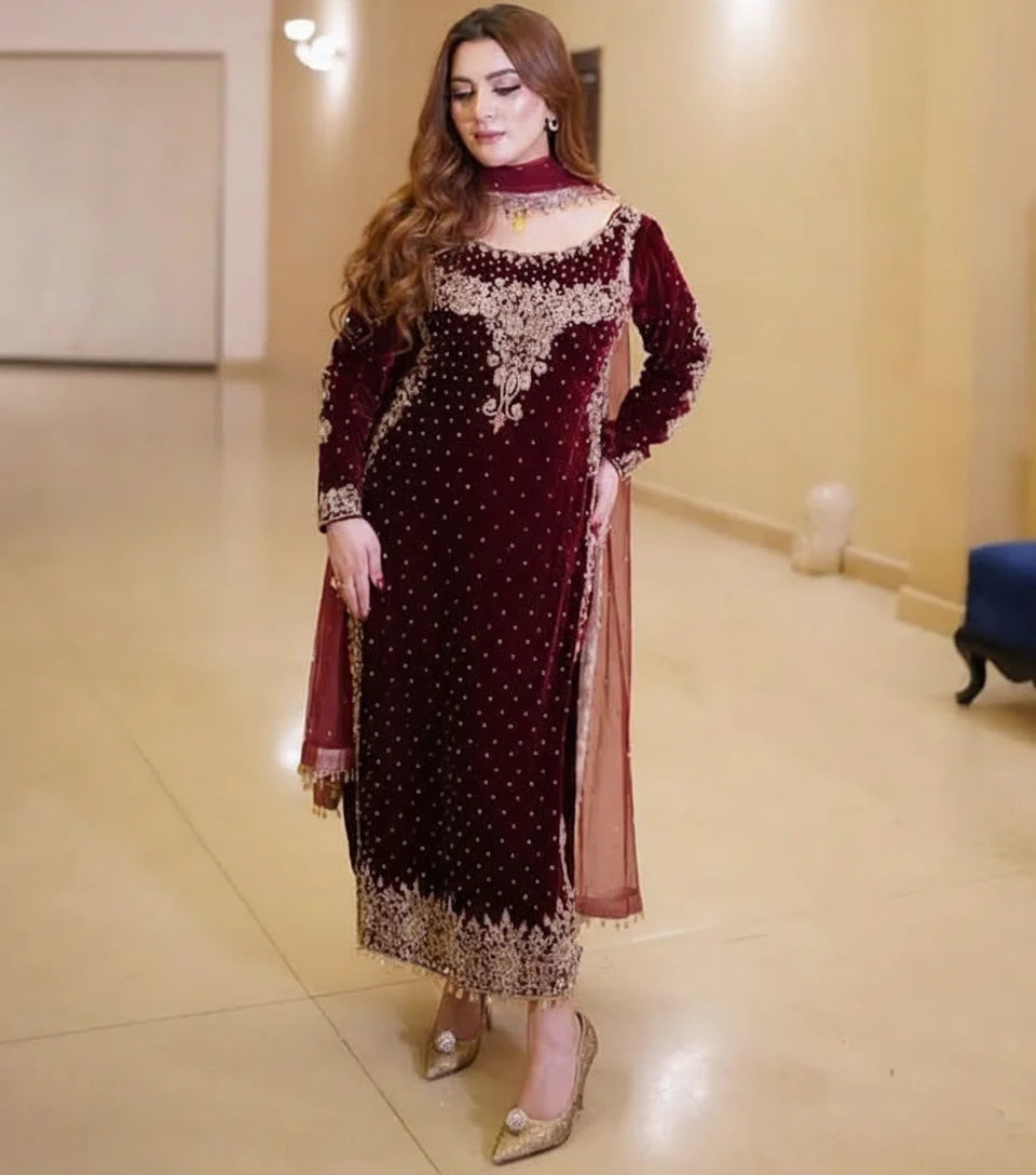 Aneela's Luxury Velvet Unstitched 3 Piece Unstitched